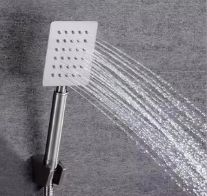 Robinet de douche à effet pluie chromé contemporain <span class=keywords><strong>Fixation</strong></span> à main Double poignée Laiton poli Céramique Pause douce Ensemble de douche à effet pluie - Product Image 5