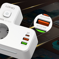 Multiprise murale LDNIO SE2337 avec 2 prises EU, cube d'alimentation USB PD 20W