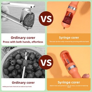 Éplucheur multifonctionnel de jujubes rouges, cerises et olives, trancheuse de fruits, gadget de cuisine pour légumes - Lames en acier inoxydable, manuel et durable - Product Image 4