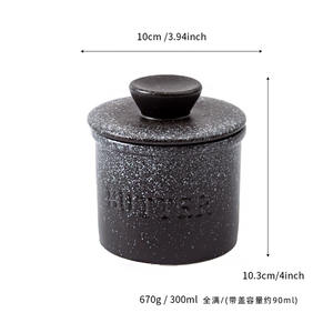 Cilindro para mantequilla de gres Chaozhou con tapa y esmalte de sésamo DF1154 para regalos - Product Image 3