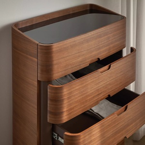 <span class=keywords><strong>Commode</strong></span> moderne sur mesure au design plat avec bords arrondis et plateau en verre trempé, buffet en mélamine - Product Image 3