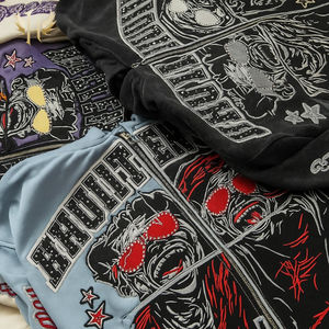 Guangzhou Huiteng Custom <strong>Clothing</strong> Manufacturers French Terry Cotton 500gsm Heavyweight Large DTG Printing Zip up Men Hoodie - Product Image 4