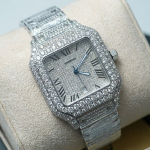 Iced Out Diamond Square <strong>Watch</strong> Full Bling CZ Encrusted <strong>Silver</strong> Roman Numeral Dial Luxury Dress <strong>Watch</strong> for <strong>Men</strong> Hip Hop Style - Product Image 5