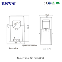 Transformateur de courant à noyau divisé YHDC SCT036TS-D(36mm) avec sortie de tension CC 100-500A vers 1/3/5V CC, précision 1%, CE RoHS