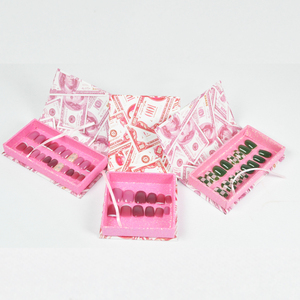 Bán buôn biểu tượng tùy chỉnh Báo Chí trên móng tay màu hồng tím hộp vàng sang trọng lá dập Cmyk Pantone in ấn Nail Bao bì hộp giấy - Product Image 4