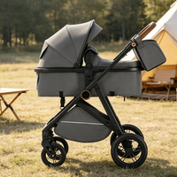 Poussette pliable 2 en 1 OEM, cadre en acier durable, roues pivotantes à 360° avec grand panier pour nouveau-nés