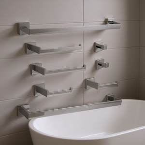 Ensemble de matériel de salle de bain moderne, finition chromée, porte-serviettes mural en métal, usage domestique - Product Image 2