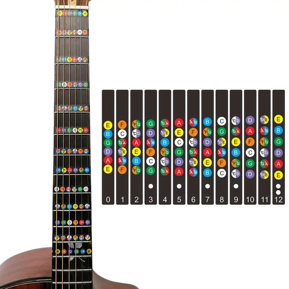 Colorful Guitar Scale Name Stickers Electric Guitar Beginner Fretboard Note Decal For 6-String Acoustic Electric Guitarra