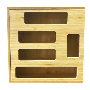 Bamboo Wall Mounted <b>Storage</b> <b>Box</b> With Partitions 30x32x8cm For <b>Kitchen</b> Organization - Product Image 4