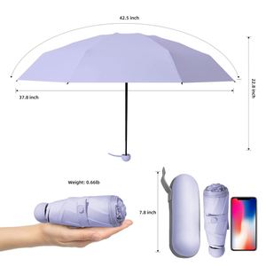 Parapluies de voyage portables miniatures avec étui en polyester, petits parapluies pliants anti-chaleur, parapluie de poche pour le soleil et la pluie, parapluie personnalisé pour adultes - Product Image 2