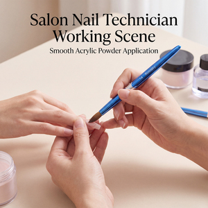 Ensemble professionnel de 9 pinceaux à ongles en acrylique Kolinsky, manche en métal bleu brillant, pour extension d'ongles en salon - Product Image 3