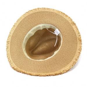 หมวกปานามา J351 ทำจากฟางกระดาษ ปีกกว้าง สำหรับฤดูร้อน เหมาะสำหรับผู้หญิงและผู้ชาย หมวกชายหาดแบบพับได้ หมวกเฟโดรา ปีกหมวกมีพู่ห้อย - Product Image 6