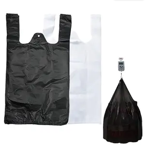 塑料袋购物袋感谢袋可重复使用和一次性食品袋-尺寸11.5X6.25X21，15mic，0.6 Mil