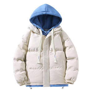 Veste matelassée chaude personnalisable avec logo pour adolescents (garçons et filles), effet deux-en-un, hiver, style universitaire, pour couples, à <span class=keywords><strong>capuche</strong></span>, épaisse, unisexe, manteau d'extérieur - Product Image 5