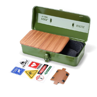 Nouvelle boîte à outils portable de camping en métal 2026 avec poignée en cuir pour l'extérieur