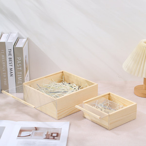 Wooden Storage <b>Box</b> Solid Wood Rectangular <b>Gift</b> <b>Box</b> With Pull Out Lid For Jewelry And Stamps - Product Image 3