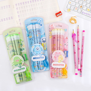 Venta <span class=keywords><strong>al</strong></span> <span class=keywords><strong>por</strong></span> <span class=keywords><strong>mayor</strong></span> papelería escolar 12 piezas dibujos animados lindo monstruo 2B borrador lápiz conjunto para niños - Product Image 2