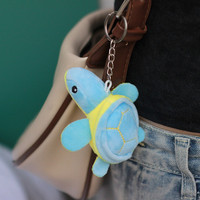 Pendentif porte-clés tortue en peluche verte de dessin animé mignon Poupée commémorative d'aquarium souple Mini pendentif tortue