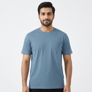 Camiseta de Cuello Redondo con Bolsillo para Hombre, Fabricación Personalizada OEM, Asequible y Elegante, para Uso Diario Informal, Secado Rápido - Product Image 1