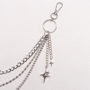 Cadena de cintura unisex estilo punk de aleación de zinc con diseño de estrella de varias capas y doble anillo para uso diario. - Product Image 3