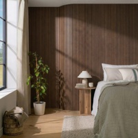 Panneau mural flexible en bois tambouré pour intérieur, revêtement en MDF à lattes courbées pour comptoir de bar et armoire incurvés