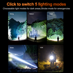 ไฟฉาย LED แบบ USB Output กำลังสูง 1000 เมตร ระยะไกล ซูมได้ พับเก็บได้ ชาร์จซ้ำได้ กันน้ำ IP65 ความสว่าง 3000+ ลูเมนส์ ตัวเรือนอะลูมิเนียม - Product Image 5