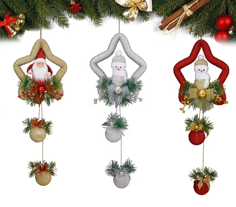 Ruchao 35inches Christmas Santa Tree Pendant Snowman Hanging Decorations for Indoor Outdoor Home