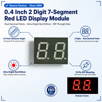 0.4 Inch 2 Digit 7 Segment Led Display Red Light High Brightness for Digital Meter Count Indicator Module