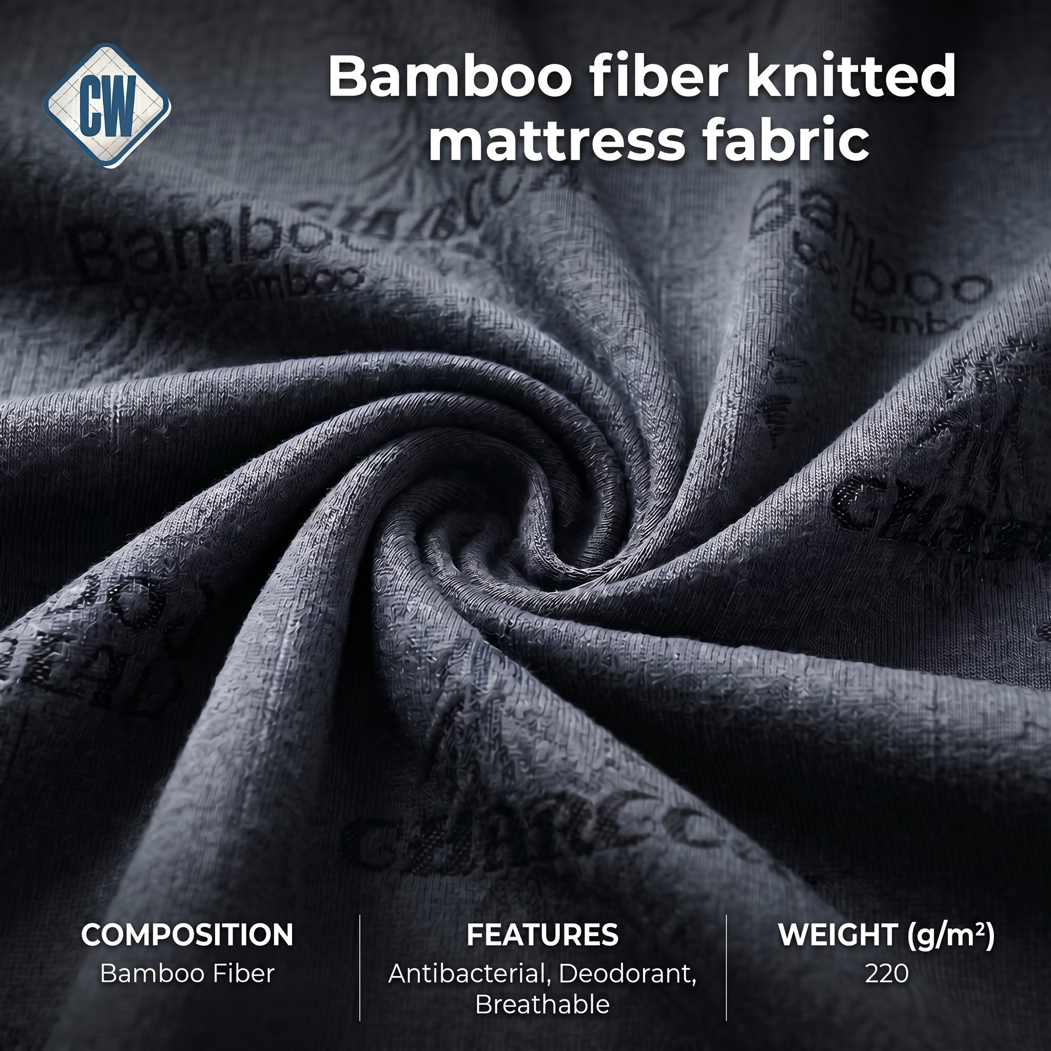 Bamboo Fiber Mattress Cloth Bamboo Mattress Ticking Fabric Sustainable 220 GSM Bamboo Knit Material for Mattress