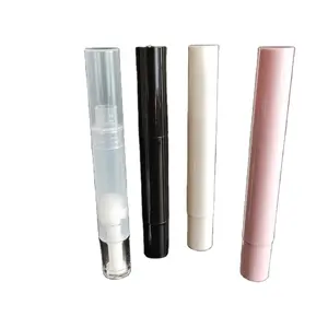 1.5ml 2ml Empty Rose Gold Plastic Cosmetic Rubber Tip Lip Balm Nail Twist Pen With Brush For Cuticle Oil