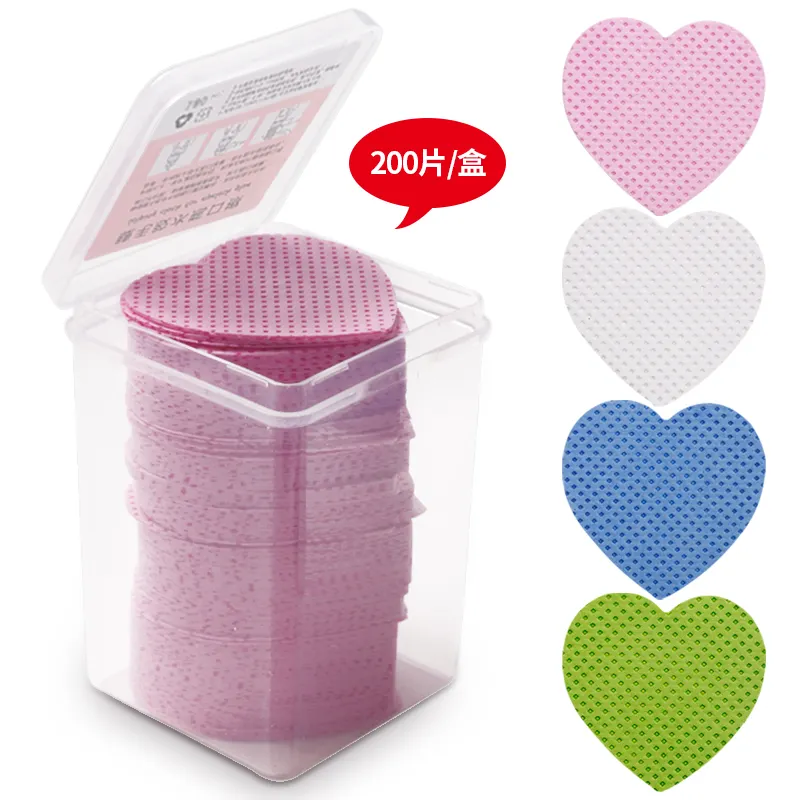 Candy color love shaped magic cotton eyelash glue cleaning cotton embroidered bottle mouth wiping paper box