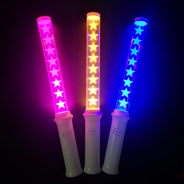 Acrylic Remote Control 15-Color RGB LED Glow Stick with AAA Batteries for Concerts Parties & Events-Fans Cheering Baton Light