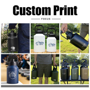 ขวดน้ำสูญญากาศแบบพกพาสีเขียวทหารขนาด128ออนซ์พร้อมที่จับแก้วมัคสำหรับเดินทางกีฬาสำหรับตั้งแคมป์ขนาด4ลิตรขวด304ออกแบบได้ตามต้องการ - Product Image 6