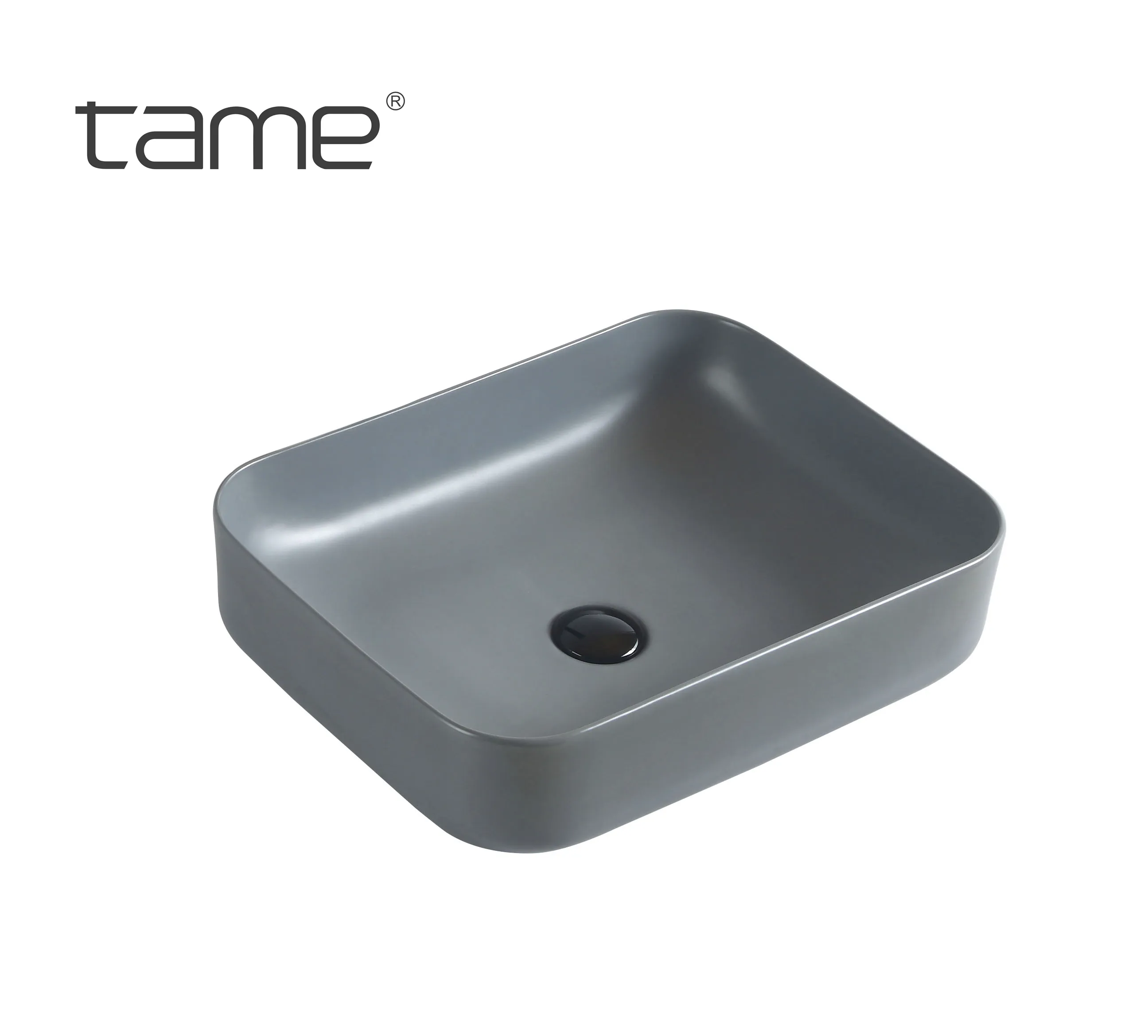 TAME PZ6127-DB โรงงานขายตรง Lavabo สี่เหลี่ยมผืนผ้าเซรามิคห้องน้ําอ่างล้างจานสีเทาอ่างล้างหน้าสําหรับห้องน้ํา