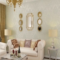Papier peint de luxe 3D doré, style Damas européen, pour chambre à coucher, salon, fond de télévision, restaurant, hôtel, beige, bleu, vert