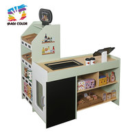 Ensemble de jeu de supermarché en bois Magicolor pour enfants, vert menthe, écologique, mini jeu de simulation d'épicerie, étagères, caisse enregistreuse