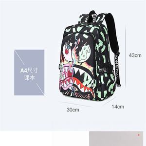 Mochila Escolar Moderna con Estampado de Boca de Tiburón Estilo Hip Hop, Gran Capacidad, Impermeable y Resistente, para Adolescentes, Viajes Escolares y Uso Diario - Product Image 4