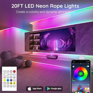 Nhà Máy Giá trang trí nội thất thông minh <span class=keywords><strong>Led</strong></span> Neon dải ánh sáng 6M điều khiển từ xa âm nhạc <span class=keywords><strong>RGB</strong></span> Silicone ánh sáng dây - Product Image 5