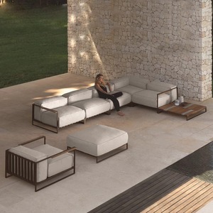 Ensemble de meubles d'extérieur modernes en aluminium avec coussins imperméables en rotin tressé PE pour jardin, patio, balcon - Product Image 1