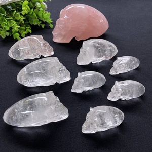 Özelleştirilmiş yarı değerli taş el sanatları el oyma doğal kuvars kristal Alien kafatasları temizle kuvars uzun kafa kafatasları - Product Image 2