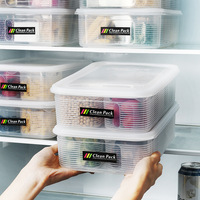 Boîte de conservation en plastique A2958 pour oignon vert, gingembre, ail, fruits et légumes, organisateur de réfrigérateur avec couvercle pour usage alimentaire