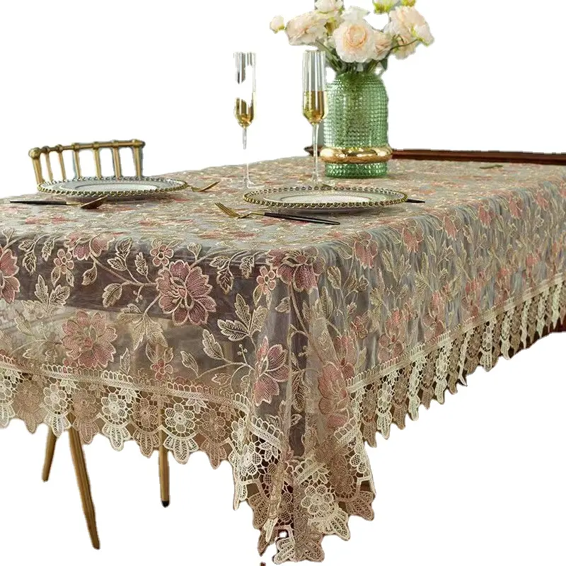 Tablecloth Round Table Cover Customized Wedding Embroidery Lace banquet Table Cloth