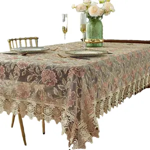 Nappe de Table ronde en dentelle brodée personnalisée pour mariage, nappe de banquet