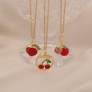 Moda carina 18K oro placcato in acciaio inox zircone frutta ciliegia fragola collana pendente per donne gioielli regalo impermeabile - Product Image 3