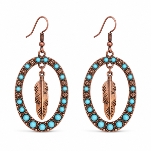 Orecchini Pendenti Vintage Stile Palazzo con Piume Blu-Verdi, Gioielli di Moda per Donne - Product Image 1