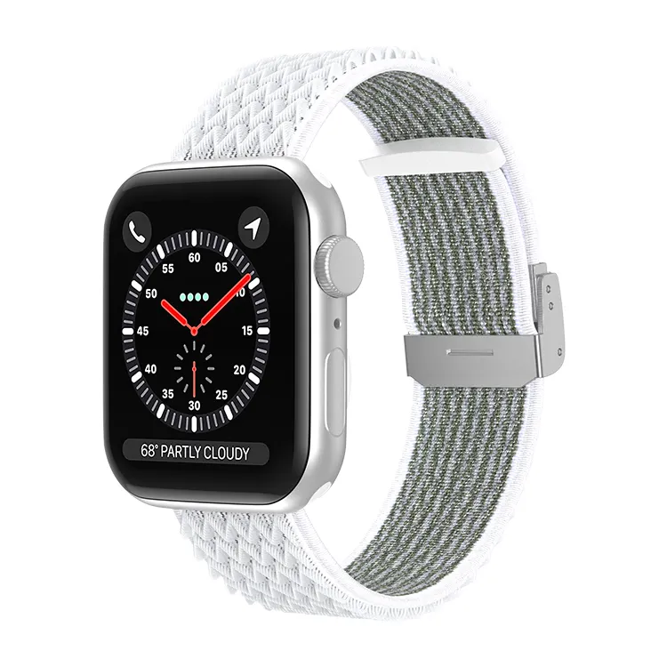 Tali Jam Tangan Cerdas Nilon Gesper Logam Dua Bagian Pola Gelombang untuk Apple Watch Series 7 6 5 4 3 untuk Iwatch