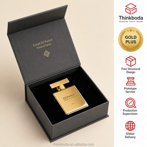 Boîte Cadeau Rigide Noire Personnalisée Professionnelle pour Parfum, Insert en Velours Estampé à Chaud Doré, Emballage de Parfum 50ml 100ml, Maître de l'Emballage - Product Image 1