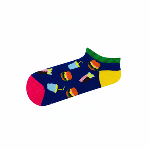 Fast Food Summer Ankle <b>Socks</b> for Girls Breathable Jacquard Print Embroidery Floral Design Cute Style One Size Nylon - Product Image 2