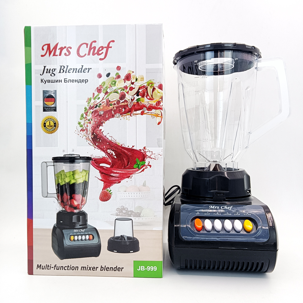 Mrs Chef 2in1 JUG เครื่องปั่นน้ำผลไม้4สปีดเครื่องใช้ในครัวพลาสติก1.5L เครื่องปั่นอเนกประสงค์