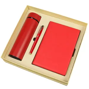 New year business gift custom logo Christmas souvenir thermal notebook pen luxury box corporate anniversary gift set for staff